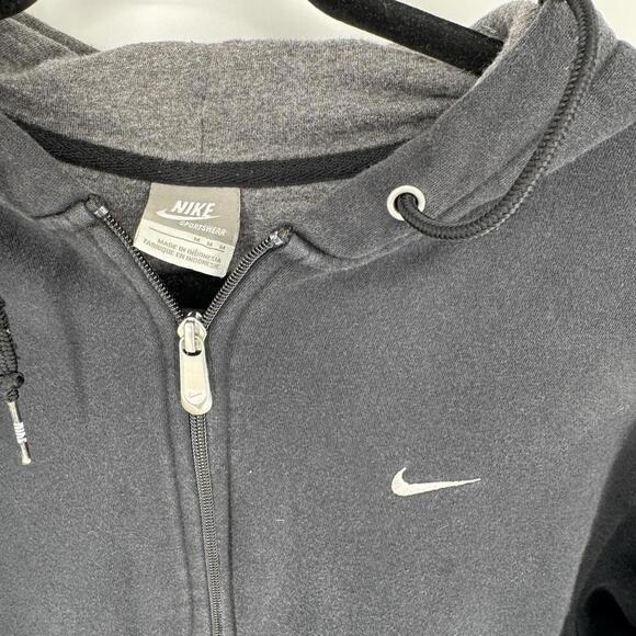 Vintage y2k Nike full zip sweatshirt hoodie black womens medium M sporty - Picture 6 of 8